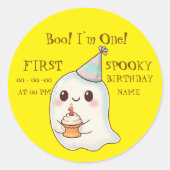 Sticker Rond Boo ! I'm One" Costum Éffrayant Premier anniversai (Devant)
