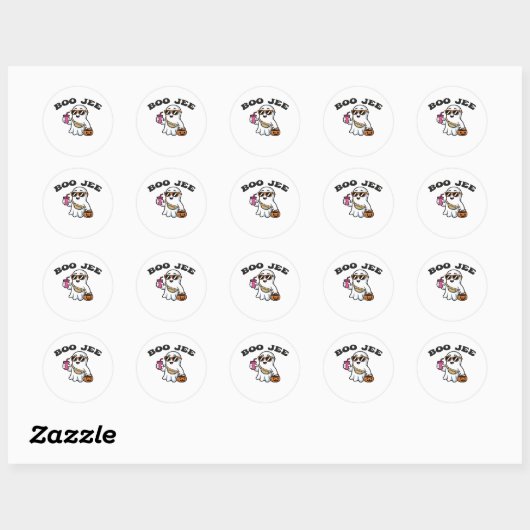 Sticker Rond BOO-JEE Ghost – Funny Boujee Halloween Design (Feuille)