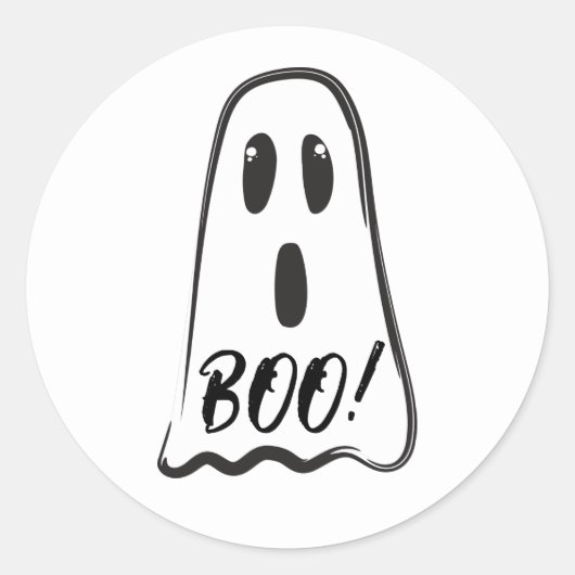 Sticker Rond BOO! Joli fantôme effrayant Costume Halloween Part (Devant)