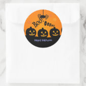 Sticker Rond Boo ! Joyeux Halloween en orange et noir (Sac)