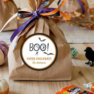 Sticker Rond BOO Joyeux Halloween Traitement