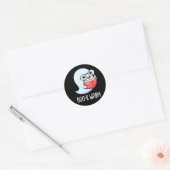 Sticker Rond Boo-k Worm Funny Bookworm Ghost Pun Dark BG (Enveloppe)