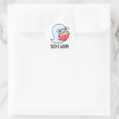 Sticker Rond Boo-k Worm Funny Halloween Bookworm Ghost Pun (Sac)