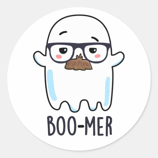 Sticker Rond Boo-mer Funny Moyenne Age Ghost Pun (Devant)
