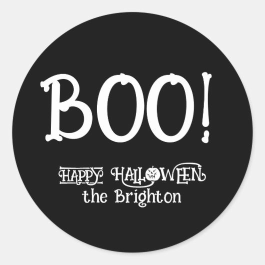 Sticker Rond Boo mignon os de fun citrouille Halloween (Devant)