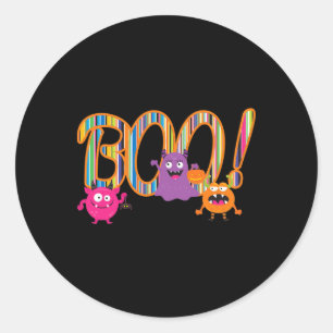 Sticker Rond Boo ! Mignons monstres drôle Whimsical Halloween