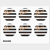 Sticker Rond BOO Orange Halloween Noir Blanc rayé (Feuille)