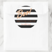 Sticker Rond BOO Orange Halloween Noir Blanc rayé (Sac)