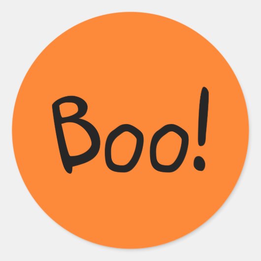 Sticker Rond Boo orange jolie typographie manuscrite Halloween (Devant)
