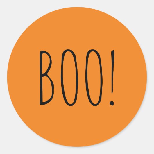 Sticker Rond Boo orange noir éffrayant typographie fun Hallowee (Devant)