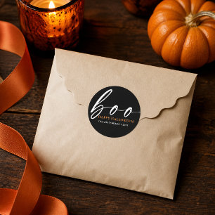 Sticker Rond Boo personnalisé Joyeux Halloween Noir