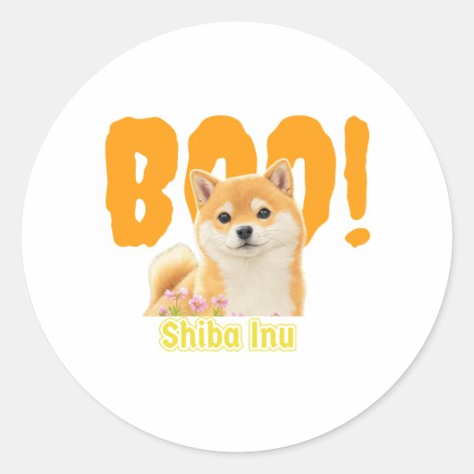 Sticker Rond Boo ! Shiba Inu | Meilleures marchandises pour Shi (Devant)