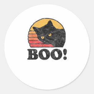Sticker Rond Boo ! Style Chat 800 vintage Retro Distressed H