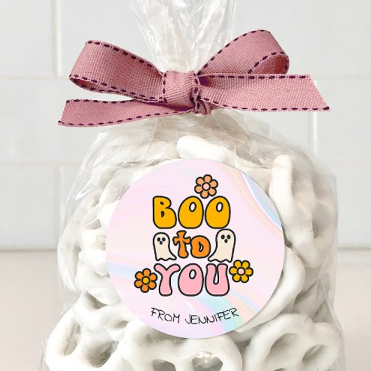 Sticker Rond Boo to you migre Halloween