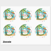 Sticker Rond Boo tropical - Kawaii Hawaiian Ghost Vacances (Feuille)
