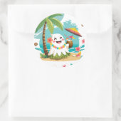Sticker Rond Boo tropical - Kawaii Hawaiian Ghost Vacances (Sac)