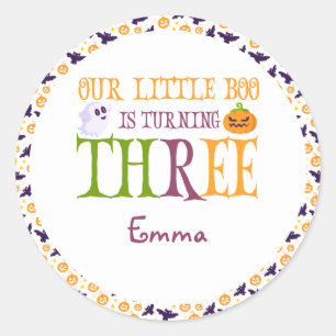 Sticker Rond Boo Turin trois Halloween 3ème anniversaire Bienve