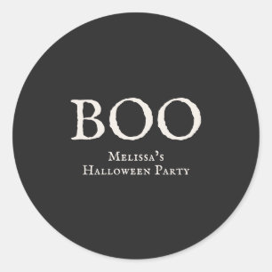 Sticker Rond Boo Vintage Fête d'Halloween Noir
