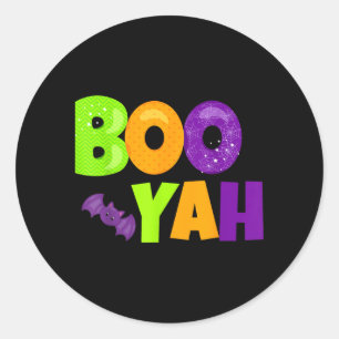 Sticker Rond Boo-Yah drôle d'Halloween