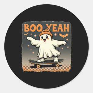 Sticker Rond Boo Yeah Halloween Drôle Fantôme Skateboard Fantom