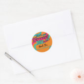 Sticker Rond Boogie d'anniversaire Retro Disco sur mesure 70's (Enveloppe)