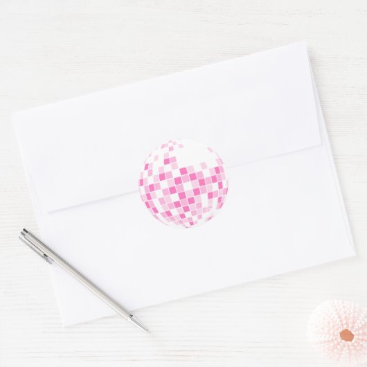 Sticker Rond Boogie Disco Rose Clair (Enveloppe)