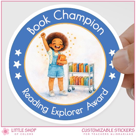 Sticker Rond Book Champion Teacher Reading Award