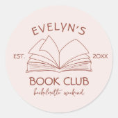 Sticker Rond Book Club Bookish Hand Drake Bachelorette Party (Devant)
