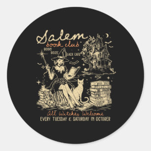 Sticker Rond Book Club Funny Bookish Halloween Lecture Éffrayan