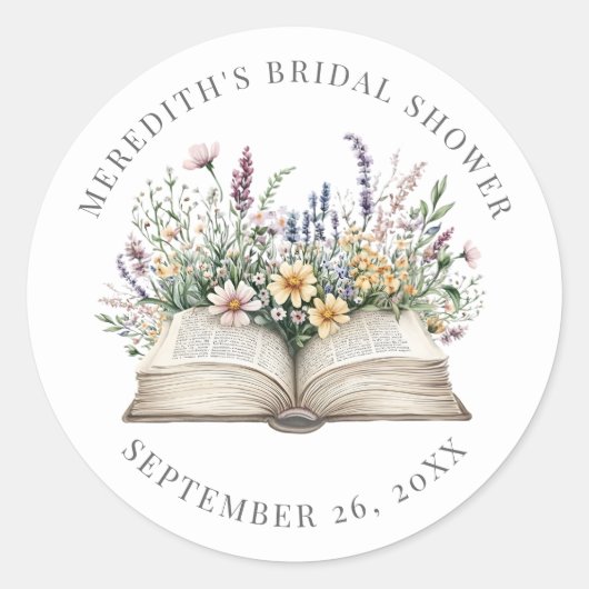 Sticker Rond Book New Chapter Wildflower Bridal Shower (Devant)