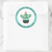 Sticker Rond Bookish Cactus Ce Livre Appartient À (Sac)