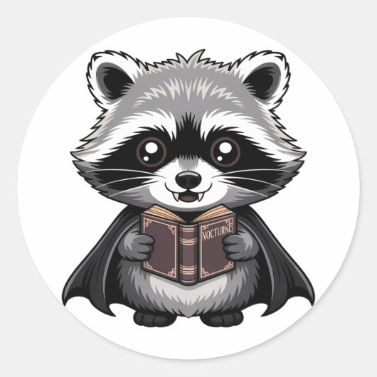 Sticker Rond Bookish Vampire Raccoon gothique (Devant)
