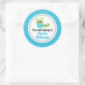 Sticker Rond Bookworm Ce Livre Appartient À Bookplate Blue Spot (Sac)