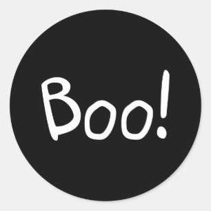 Sticker Rond Boom noir mignon typographie manuscrite Halloween
