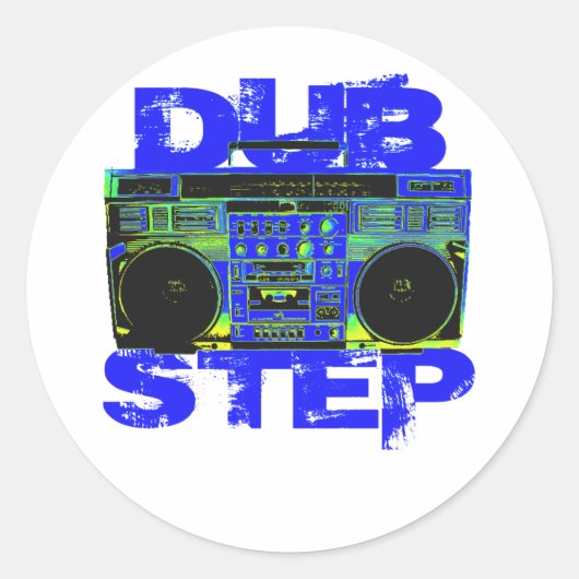 Sticker Rond Boombox bleu Dubstep (Devant)