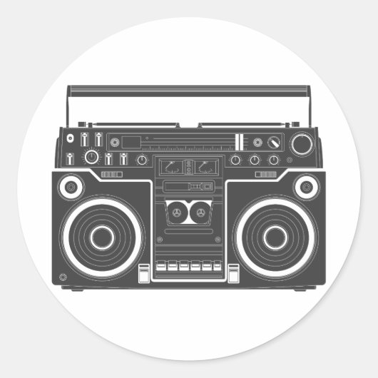 Sticker Rond Boombox des années 80 (Devant)