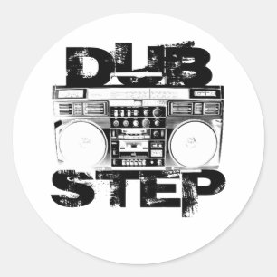 Sticker Rond Boombox Dubstep Noir