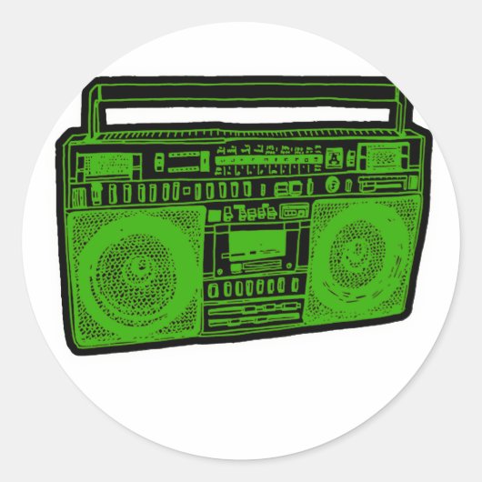 Sticker Rond boombox ghetto blaster radio (Devant)