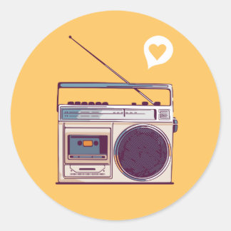 Sticker Rond Boombox radio rétro