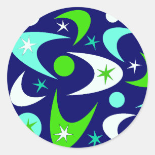Sticker Rond Boomerangs rétro