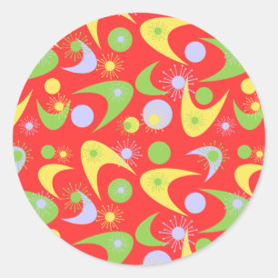 Sticker Rond Boomerangs Rétro