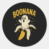 Sticker Rond Boonana Cute Ghost Banana Ghost Food Halloween Cos (Devant)