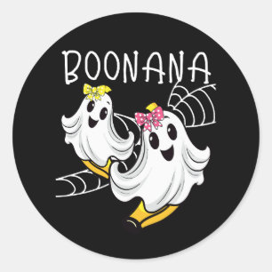 Sticker Rond Boonana Fantôme Mignon Banane Halloween