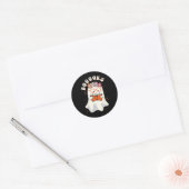 Sticker Rond Boooks Groovy Cute Ghost Book Retro Reading (Enveloppe)
