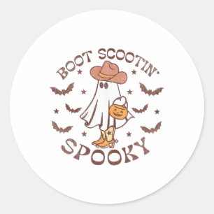 Sticker Rond Boot Scootin Éffrayant Automne Automne Thanksgivin