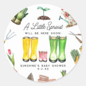 Sticker Rond Boots de pluie rose Little Sprout Baby shower de j (Devant)