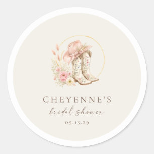 Sticker Rond Boots et Brunch Western Floral Réception de Mariag