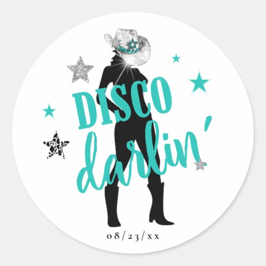 Sticker Rond Boots 'n Bling Disco Darlin' Sarcelle ID925  (Devant)