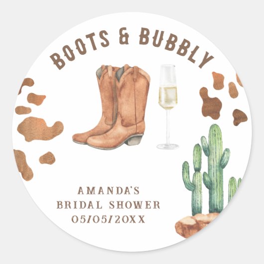 Sticker Rond Boots Occidentaux et douche bulle (Devant)