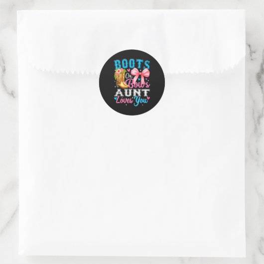 Sticker Rond Boots Or Bows Aunt Loves You Gender Reveal Family (Sac)